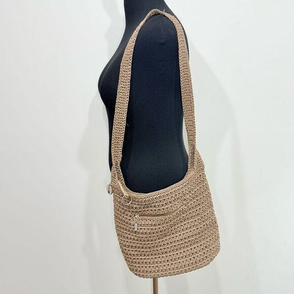 The Sak Taupe Tan Soft Crochet Knit Single Strap Crossbody Shoulder Bag - Picture 7 of 15